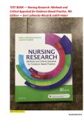 TEST BANK FOR NURSING RESEARCH METHODS AND CRITICAL APPRAISAL FOR EVIDENCE-BASED PRACTICE 9TH EDITION BY GERI LOBIONDO- WOOD&comma; AND JUDITH HABER CHAPTER 1-21&vert; ALL CHAPTERS &comma; COMPLETE GUIDE &lpar;A&plus;&rpar;&period; 
