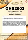 OHS2602 Assignment 1 &lpar;COMPLETE ANSWERS&rpar; Semester 1 2026 - DUE  March 2026
