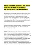 HRPYC81 RESEARCH REPORT TEST PAPER 2026 MENTAL HEALTH RESEARCH PROPOSAL QUESTIONS AND ANSWERS