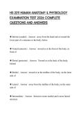 HS 2211 HUMAN ANATOMY & PHYSIOLOGY EXAMINATION TEST 2026 COMPLETE QUESTIONS AND ANSWERS