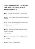 HS 2211 HUMAN ANATOMY & PHYSIOLOGY FINAL PAPER 2026 QUESTIONS WITH ANSWERS GRADED A&plus;