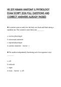 HS 2211 HUMAN ANATOMY & PHYSIOLOGY EXAM SCRIPT 2026 FULL QUESTIONS AND CORRECT ANSWERS ALREADY PASSED