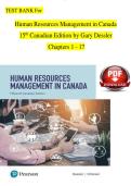 TEST BANK HUMAN RESOURCES MANAGEMENT IN CANADA DESSLER G&period;&comma; COLE N 15th Canadian Edition