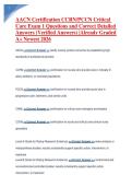 AACN Certification CCRN PCCN Critical Care Exam 1 Questions and Correct Detailed Answers &lpar;Verified Answers&rpar; &vert;Already Graded A&plus; Newest 2026