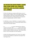 HSI INSTRUCTOR DEVELOPMENT COURSE FINAL EXAM PAPER 2026 COMPLETE QUESTIONS AND SOLUTIONS VERIFIED 100&percnt; CORRECT