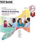 PEARSON'S COMPREHENSIVE MEDICAL ASSISTING&comma; 5TH EDITION BY KRISTIANA SUE M&period; ROUTH&comma; DIANA GARZA&comma; JENNIFER LAM&Eacute;&comma; ALL CHAPTER 1-57 COMPLETE &ndash; MA 101 ULTIMATE TEST BANK 