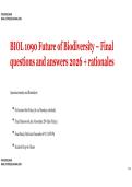 BIOL 1090 Future of Biodiversity &ndash; Final questions and answers 2026 &plus; rationales