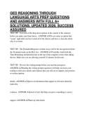 GED REASONING THROUGH LANGUAGE ARTS PREP QUESTIONS AND ANSWERS WITH FULL A&plus; SOLUTIONS&comma; UPDATED 2026&comma; SUCCESS ASSURED
