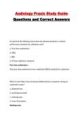 Audiology Praxis Study Guide Questions and Correct Answers