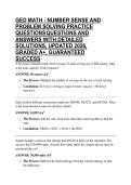 GED MATH - NUMBER SENSE AND PROBLEM SOLVING PRACTICE QUESTIONS QUESTIONS AND ANSWERS WITH DETAILED SOLUTIONS&comma; UPDATED 2026&comma; GRADED A&plus;&comma; GUARANTEED SUCCESS