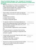 Texas Food Safety Managers Test - Complete A&plus; Guaranteed Certification Success Guide with Verified Questions and Real Exam Simulation