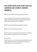 HUD CERTIFICATION EXAM SCRIPT 2026 FULL QUESTIONS AND CORRECT ANSWERS GRADED A&plus;