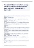 Nevada DMV Permit Test Study Guide 2023 edition Questions And Answers Solved 100 Correct
