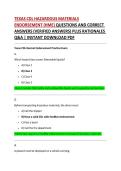 TEXAS CDL HAZARDOUS MATERIALS ENDORSEMENT &lpar;HME&rpar; QUESTIONS AND CORRECT ANSWERS &lpar;VERIFIED ANSWERS&rpar; PLUS RATIONALES 2026 Q&A 