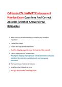 California CDL HAZMAT Endorsement Practice Exam Questions And Correct Answers &lpar;Verified Answers&rpar; Plus Rationales