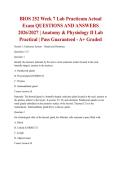 BIOS 252 Week 7 Lab Practicum Actual Exam QUESTIONS AND ANSWERS 2026&sol;2027 &vert; Anatomy & Physiology II Lab Practical &vert; Pass Guaranteed - A&plus; Graded