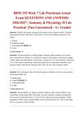 BIOS 252 Week 7 Lab Practicum Actual Exam QUESTIONS AND ANSWERS 2026&sol;2027 &vert; Anatomy & Physiology II Lab Practical &vert; Pass Guaranteed - A&plus; Graded