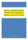 Week 10 - Diabetes Sherpath- PNH301 with comprehensive questions and correct answers