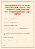 DMV VIETNAMESE WRITTEN TEST &num;1 EXAM QUESTIONS & ANSWERS &vert; 100&percnt;  VERIFIED SOLUTIONS &vert;QUESTIONS  WITH CORRECT ANSWERS 2026 LATEST  UPDATE&excl;&excl;
