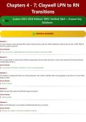 Chapters 4 - 7&semi; Claywell LPN to RN Transitions 80&plus; &lpar;Latest 2025-2026 Edition&rpar; 100&percnt; Verified Q&A &plus; Answer Key Solutions