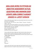 WGU D335 INTRO TO PYTHON OA OBJECTIVE ASSESSMENT ACTUAL QUESTIONS AND ANSWERS 2026 UPDATE 100&percnt; CORRECT ALREADY GRADED A&plus; LATEST VERSION