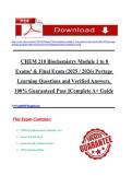 CHEM 210 Biochemistry Module 1 to 8   Exams' & Final Exam &lpar;2025 &sol; 2026&rpar; Portage   Learning Questions and Verified Answers&comma;   100&percnt; Guaranteed Pass &vert;&vert;Complete A&plus; Guide