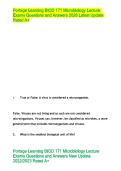 Portage Learning BIOD 171 Microbiology Lecture  Exams Questions and Answers 2026 Latest Update  Rated A&plus; 