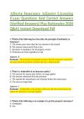Alberta Insurance Adjuster Licensing Exam Questions And Correct Answers &lpar;Verified Answers&rpar; Plus Rationales 2026 Q&A&vert; Instant Download Pdf