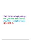 WGU D236 Pathophysiology OA Exam Study Guide 2023&sol;2024 &ndash; Questions and Answers with Detailed Explanations