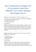 WGU Introduction to Sociology C273 Pre-Assessment Actual Exam 2026&sol;2027 &vert; New Version  Questions with Detailed Answers