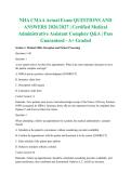 NHA CMAA Actual Exam QUESTIONS AND ANSWERS 2026&sol;2027 &vert; Certified Medical Administrative Assistant Complete Q&A &vert; Pass Guaranteed - A&plus; Graded
