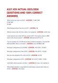 A321 KSV ACTUAL 2025&sol;2026  QUESTIONS AND 100&percnt; CORRECT  ANSWERS