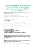 NHA CMAA Actual Exam QUESTIONS AND ANSWERS 2026&sol;2027 &vert; Certified Medical Administrative Assistant Complete Q&A &vert; Pass Guaranteed - A&plus; Graded