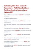 Delta 2025&sol;2026 Week 1&colon; Aircraft  Foundations &ndash; Flight Attendant Exam  Test Questions And Answers Latest  Updates 2027