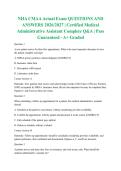 NHA CMAA Actual Exam QUESTIONS AND ANSWERS 2026&sol;2027 &vert; Certified Medical Administrative Assistant Complete Q&A &vert; Pass Guaranteed - A&plus; Graded