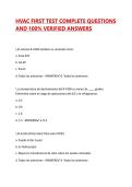 HVAC FIRST TEST COMPLETE QUESTIONS AND 100&percnt; VERIFIED ANSWERS