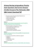 Arizona Nursing Jurisprudence Practice  Exam Questions And Correct Answers  &lpar;Verified Answers&rpar; Plus Rationales 2026  Q&A Instant Download Pdf 