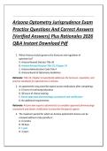 Arizona Optometry Jurisprudence Exam  Practice Questions And Correct Answers  &lpar;Verified Answers&rpar; Plus Rationales 2026  Q&A Instant Download Pdf 