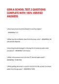 GSM A SCHOOL TEST 2 QUESTIONS COMPLETE WITH 100&percnt; VERIFIED ANSWERS