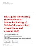BIOL 4020 Discovering the Genetics and Molecular Biology of Sickle Cell Anemia Lab &num;7 questions and answers 2026