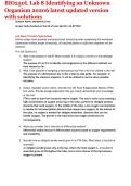 BIO250L Lab 8 Identifying an Unknown Organism 20206 latest updated version with solutions 