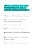 QMB 3200 QUANTITATIVE METHODS FOR BUSINESS CERTIFICATION EXAM 2026 QUESTIONS WITH SOLUTIONS GRADED A&plus;