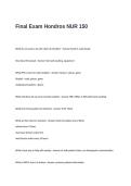 Final Exam Questions and Answers- HONDROS NUR 150