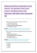 Arkansas Dentistry Jurisprudence Exam  Practice Test Questions And Correct  Answers &lpar;Verified Answers&rpar; Plus  Rationales 2026 Q&A Instant Download  Pdf 