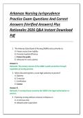 Arkansas Nursing Jurisprudence  Practice Exam Questions And Correct  Answers &lpar;Verified Answers&rpar; Plus  Rationales 2026 Q&A Instant Download  Pdf 