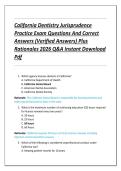 California Dentistry Jurisprudence  Practice Exam Questions And Correct  Answers &lpar;Verified Answers&rpar; Plus  Rationales 2026 Q&A Instant Download  Pdf 