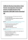 California Nursing Jurisprudence Exam  Practice Test Questions And Correct  Answers &lpar;Verified Answers&rpar; Plus  Rationales 2026 Q&A Instant Download  Pdf 