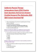 California Physical Therapy  Jurisprudence Exam &lpar;CPJE&rpar; Practice  Exam Questions And Correct Answers  &lpar;Verified Answers&rpar; Plus Rationales 2026  Q&A Instant Download Pdf 