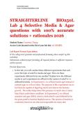 STRAIGHTERLINE  &vert; BIO250L Lab 4 Selective Media & Agar &vert;  questions with 100- accurate solutions 