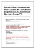 Colorado Dentistry Jurisprudence Exam  Practice Questions And Correct Answers  &lpar;Verified Answers&rpar; Plus Rationales 2026  Q&A Instant Download Pdf 